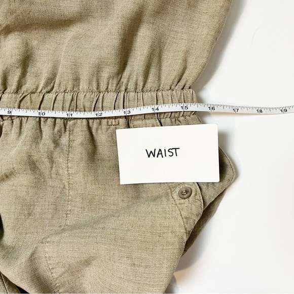 Bella Dahl Utility Romper Large‎ Soft Army sleeveless linen pockets drawstring - Picture 12 of 16